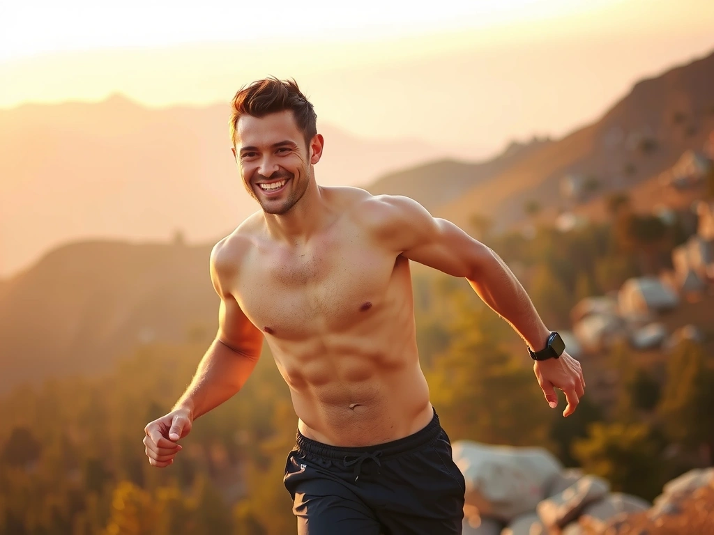 Strong, healthy man exercising outdoors, representing vitality and natural health